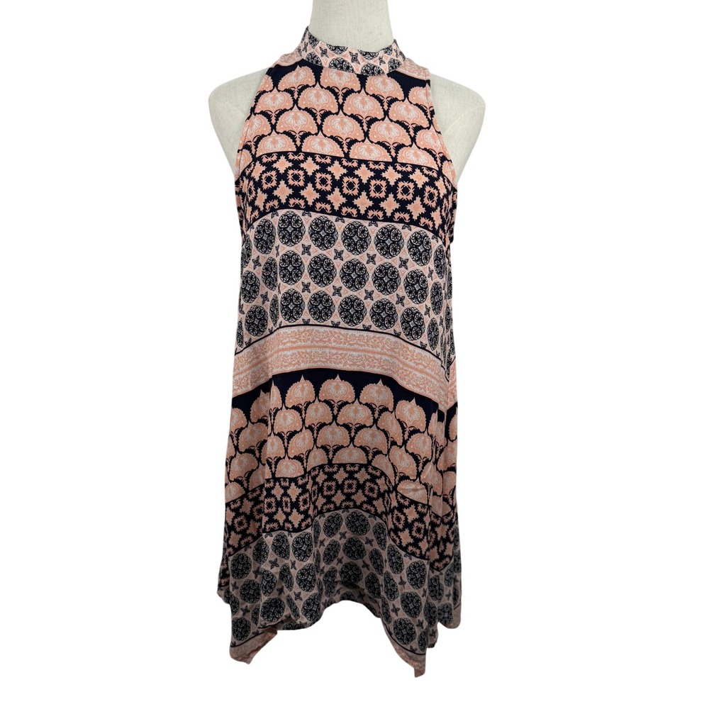 Ethereal S Shift Mini Dress Sharkbite Medallion Boho Hippie Festival Tribal EUC